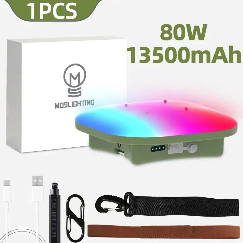 Camping Lantern Rechargeable Bluetooth Control RGB LED 80W Smart Light with Music Sync & Tuya App, 13500mAh for Outdoor Tent
