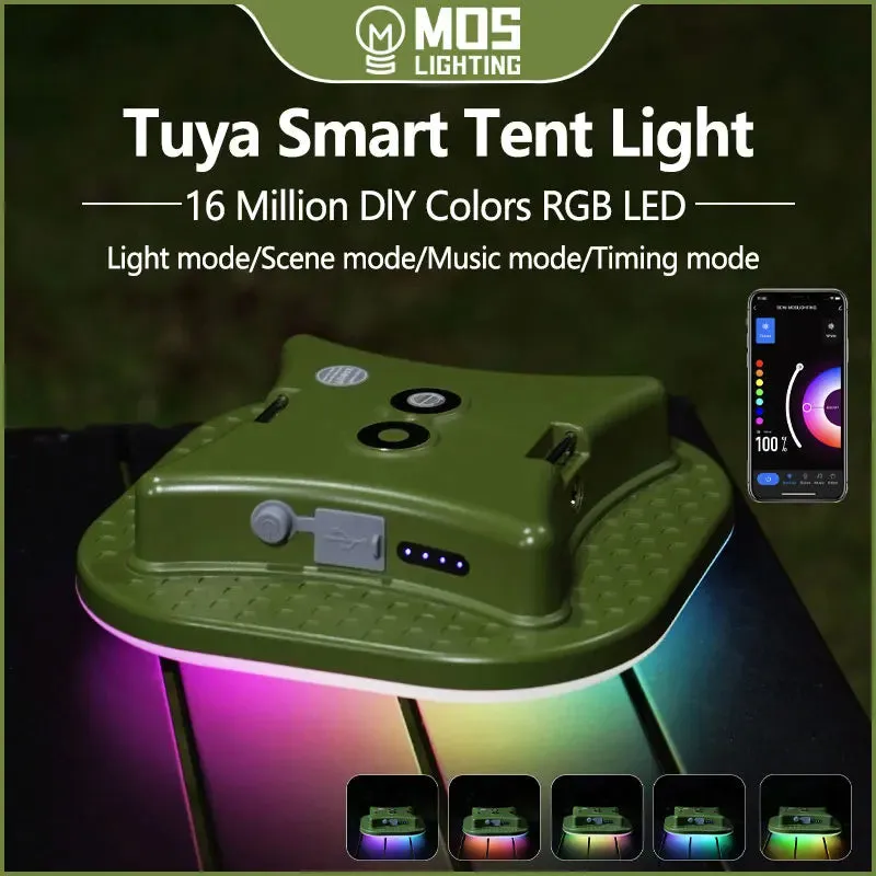 Camping Lantern Rechargeable Bluetooth Control RGB LED 80W Smart Light with Music Sync & Tuya App, 13500mAh for Outdoor Tent