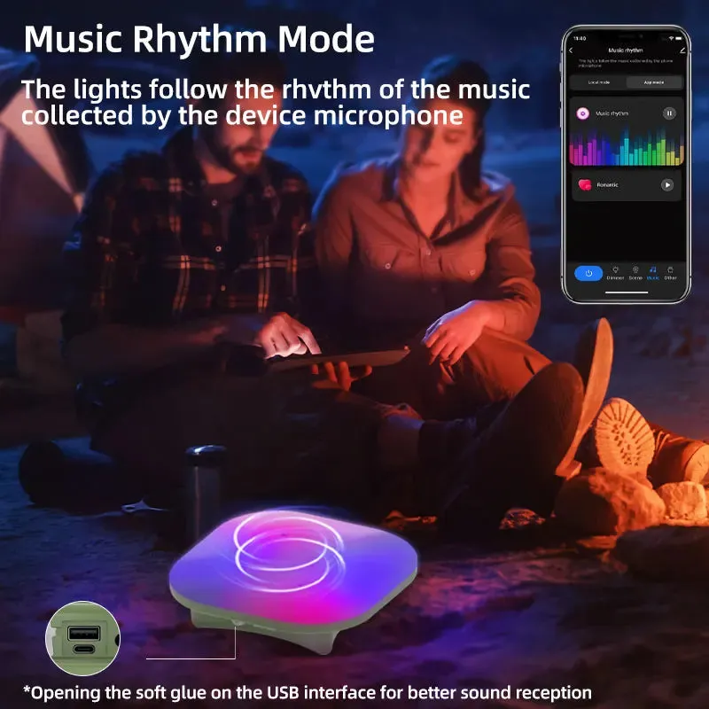 Camping Lantern Rechargeable Bluetooth Control RGB LED 80W Smart Light with Music Sync & Tuya App, 13500mAh for Outdoor Tent