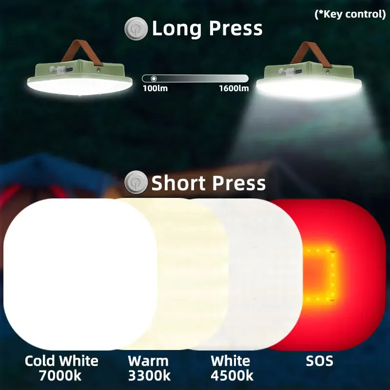 Camping Lantern Rechargeable Bluetooth Control RGB LED 80W Smart Light with Music Sync & Tuya App, 13500mAh for Outdoor Tent