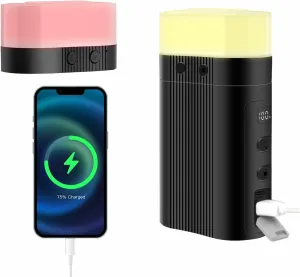 Camping Lantern Rechargeable Camping Lights with 6000mah Power Bank,Splittable Magnetic Base Camping Lamp Atmosphere Light, Black