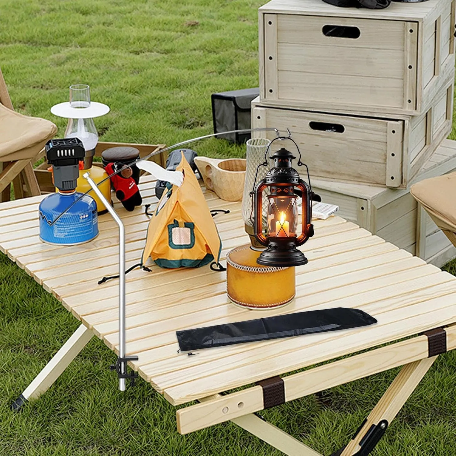 Camping Lantern Stand - Table Light Shelf, Camping Light Pole | Garden Picnic Supplies, Aluminum Alloy Desktop Lamp Stand, Lighting Rack Accessories, Installation Bracket for Backpacking Hiking