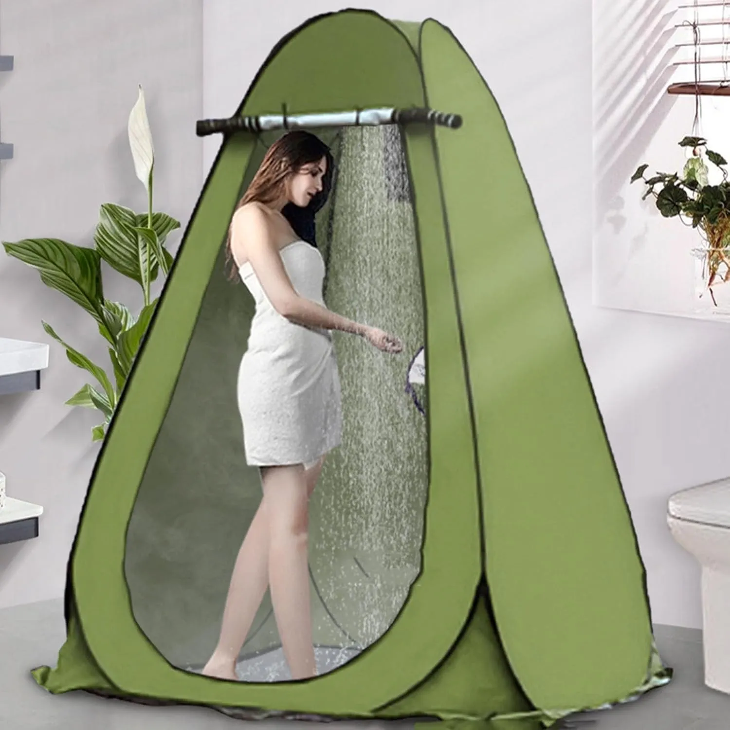 Camping Shower Tent, Portable Outdoor Bathroom Toilet Tent with Skylights, Dressing Room Mobile Toilet Instant Mobile Tents Sun Shelter Privacy Changing Room Tents,UPF 50  Protection