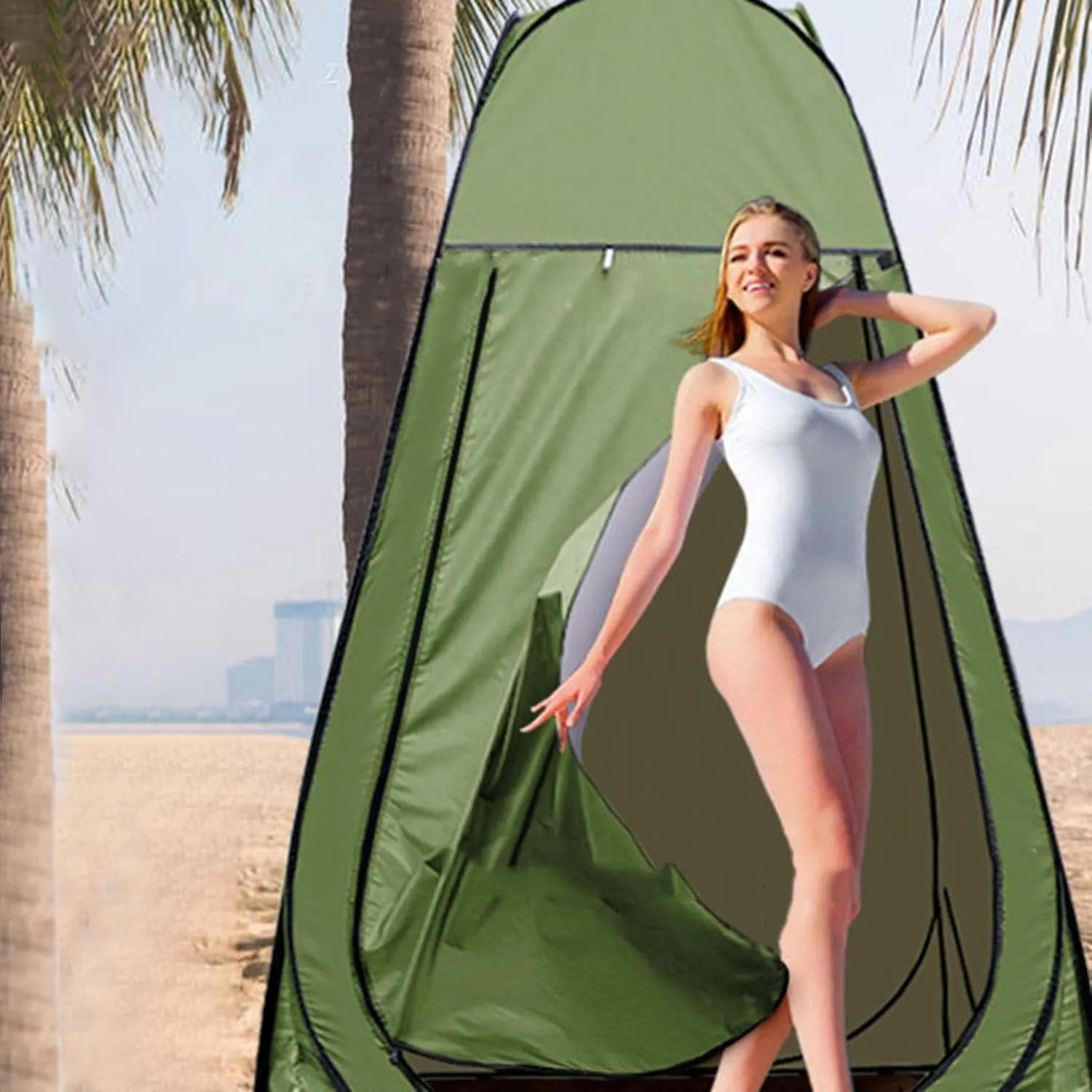 Camping Shower Tent, Portable Outdoor Bathroom Toilet Tent with Skylights, Dressing Room Mobile Toilet Instant Mobile Tents Sun Shelter Privacy Changing Room Tents,UPF 50  Protection