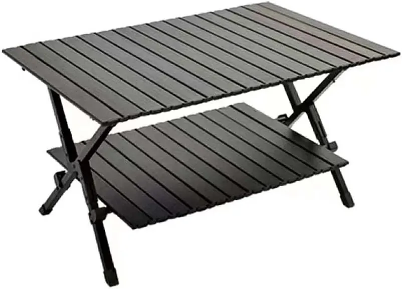 Camping Tables for Cooking, Portable Picnic Tables Folding Beach Table Portable Camping Table, Double-Layer Outdoor Picnie Table Lightweight Rollable Table Easy to Assembly