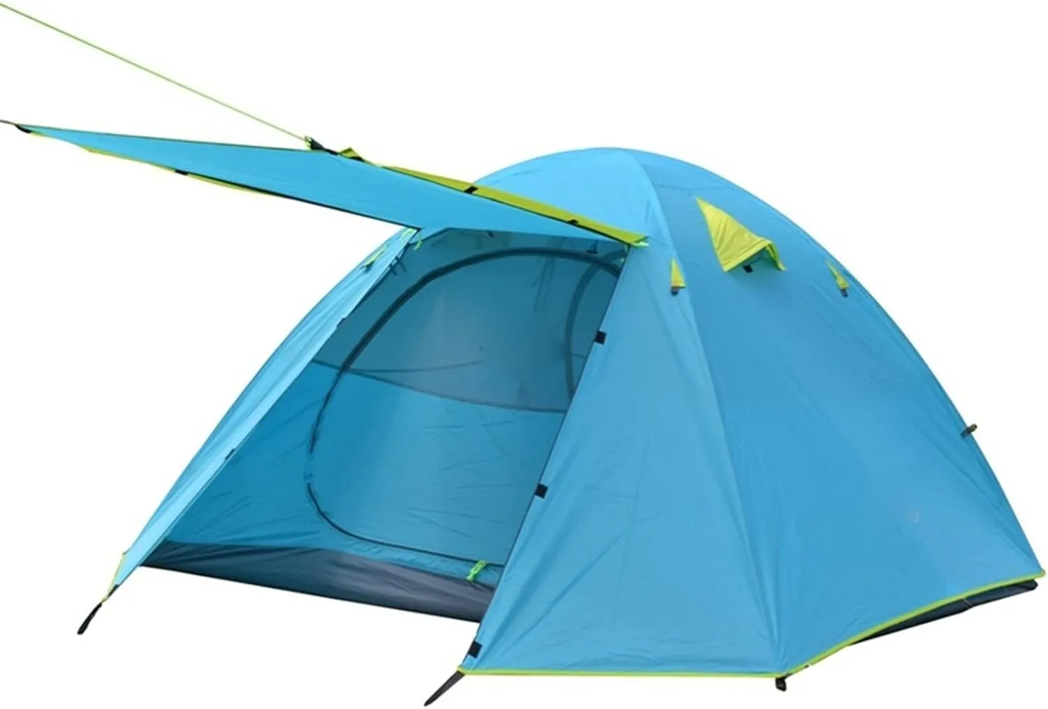 Camping Tent 3-4 Person Family Tent, Lightweight Portable Alumimun Pole Waterproof Anti-Storm Double Layer 4 Season Camping Tent (Color : Blue) (Blue