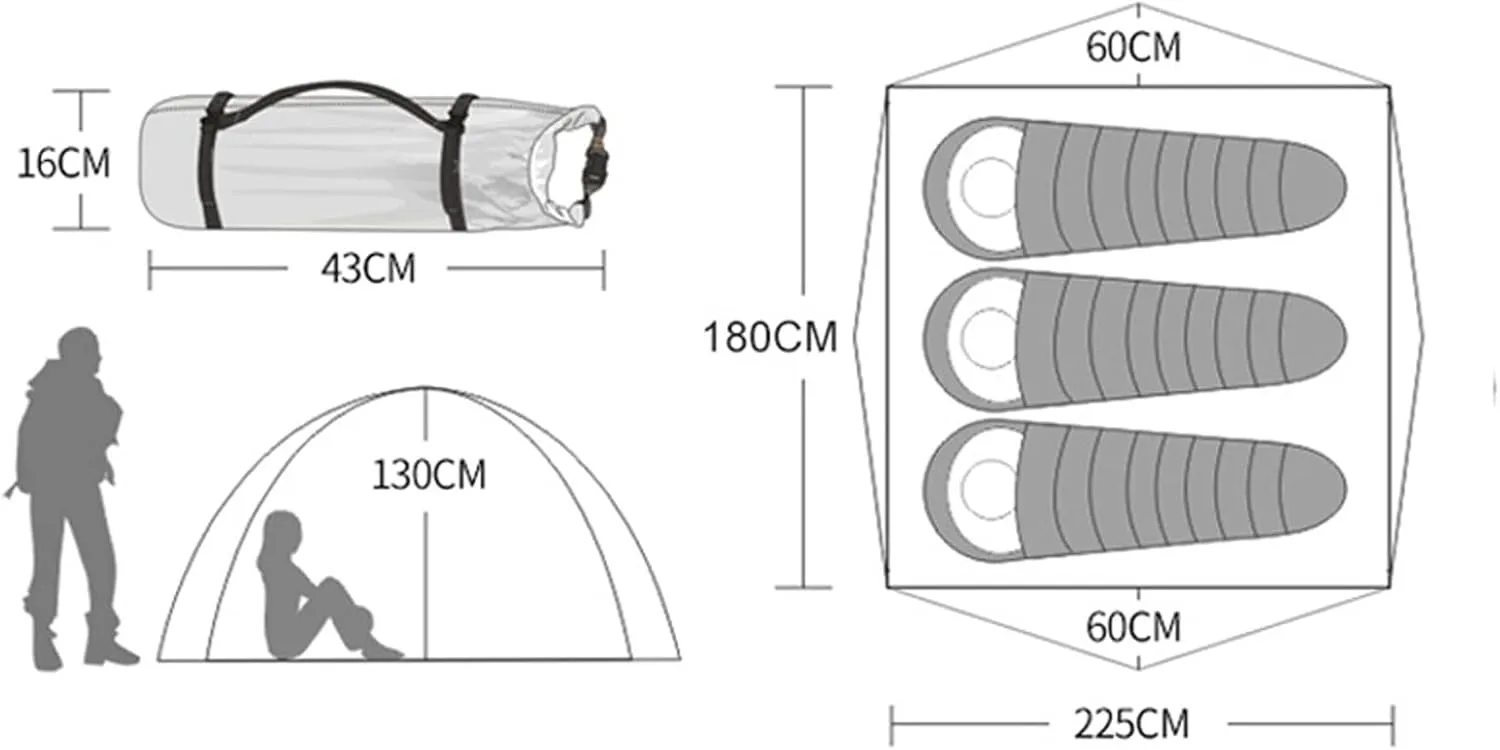 Camping Tent 3-4 Person Family Tent, Lightweight Portable Alumimun Pole Waterproof Anti-Storm Double Layer 4 Season Camping Tent (Color : Blue) (Blue