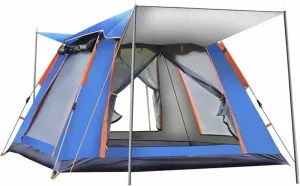 Camping Tent, 3-4 Person Pop Up Camping Tent, Instant Family Cabin Tent with Porch, 2 Mesh Doors and 2 Mesh Windows, Tent Fishing Hiking Awning (Size : B)