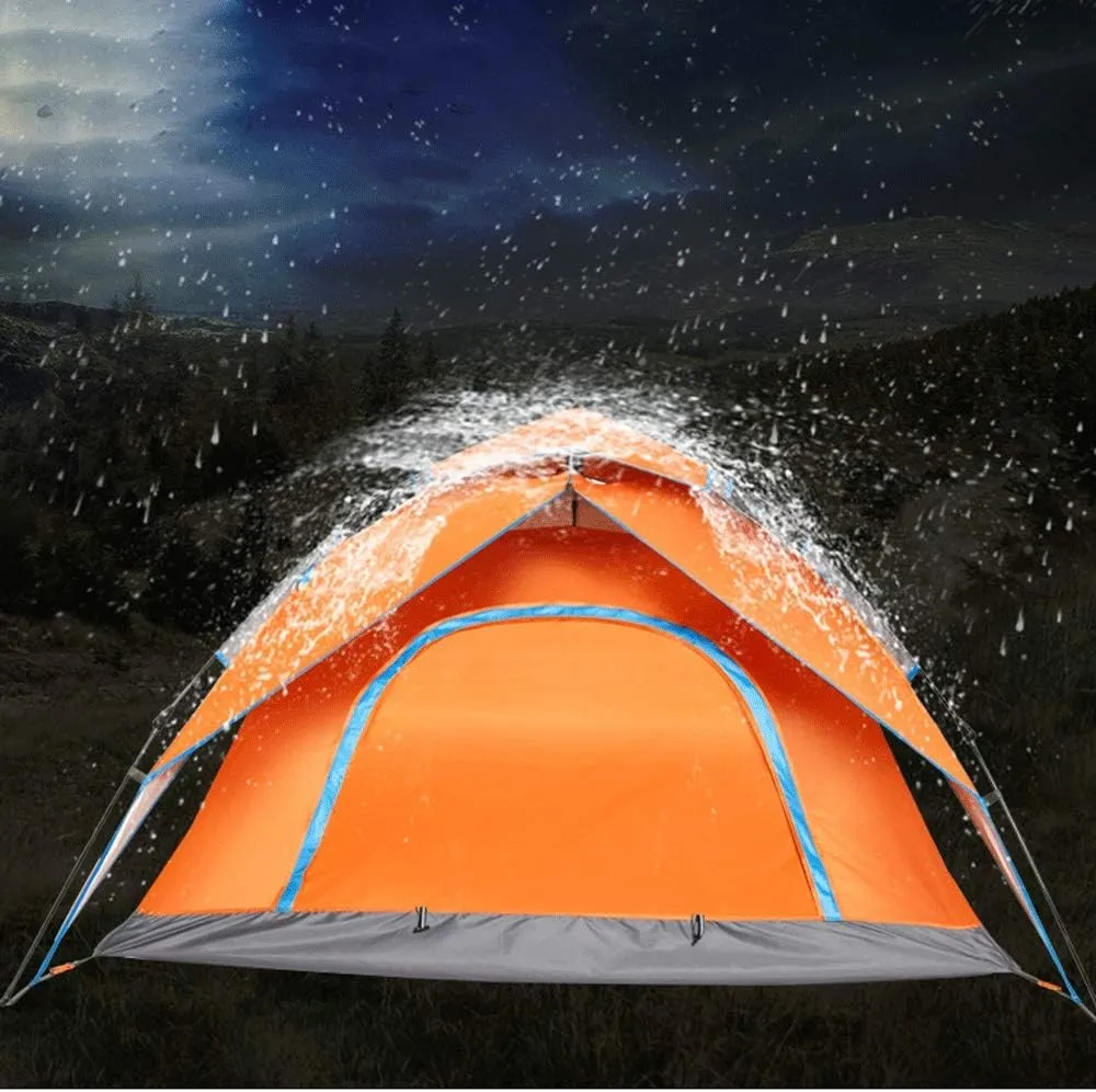 Camping Tent 4 Persons Double Layer Automatic Pop Up Camping Tents Sun Shelter Instant Tent Compact Waterproof Windproof, Perfect for Beach, Outdoor, Traveling, Hi