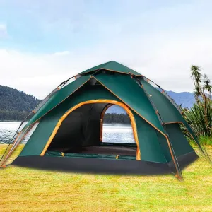 Camping Tent 4 Persons Double Layer Automatic Pop Up Camping Tents Sun Shelter Instant Tent Compact Waterproof Windproof, Perfect for Beach, Outdoor, Traveling, Hi