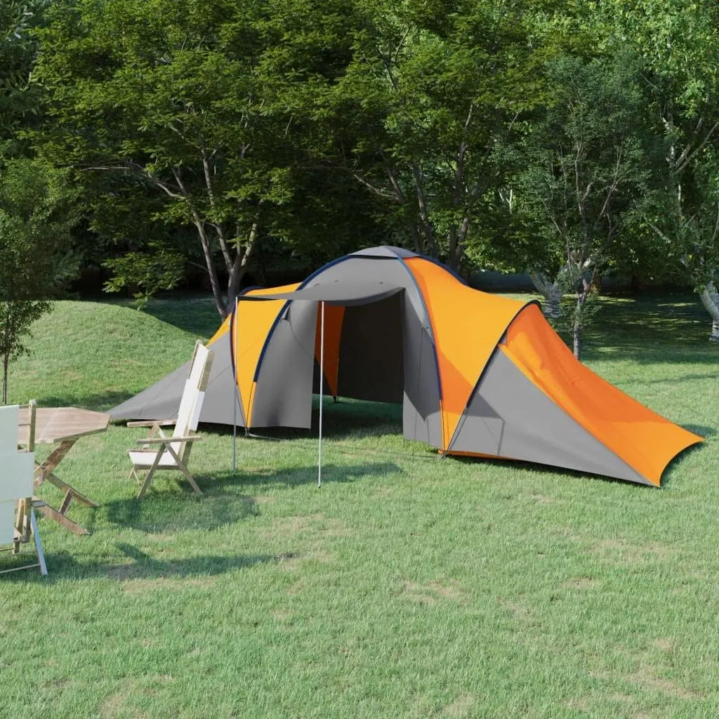 Camping Tent for 6 Persons with 2 Compartments, Gray and Orange, Easy Setup for Outdoor Adventures
