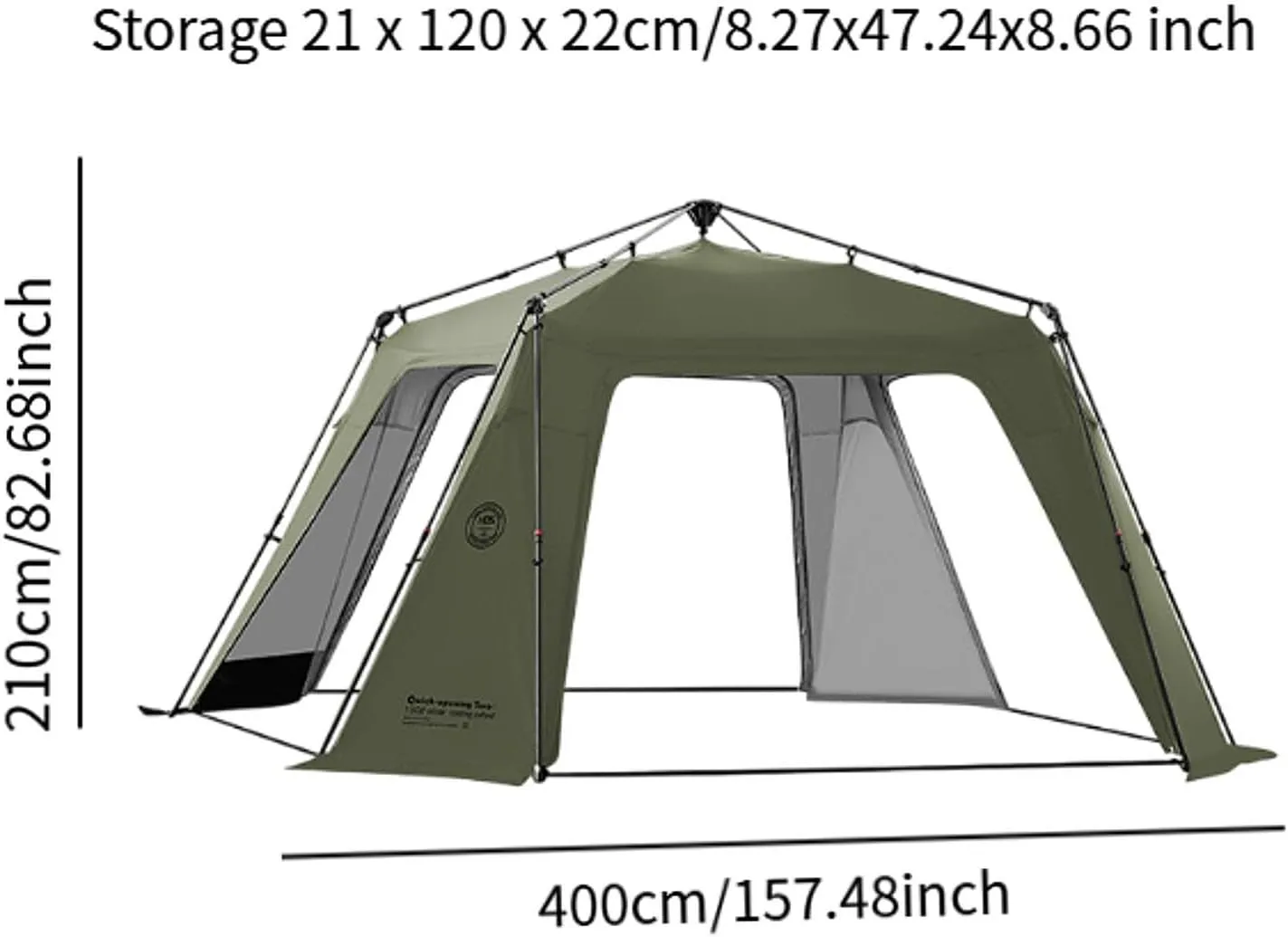 Camping Tent Hiking Tent 4 Sided Rainproof Sun Protection Family Tent Quick Assemble up Tent for Family Trips Beach Outings