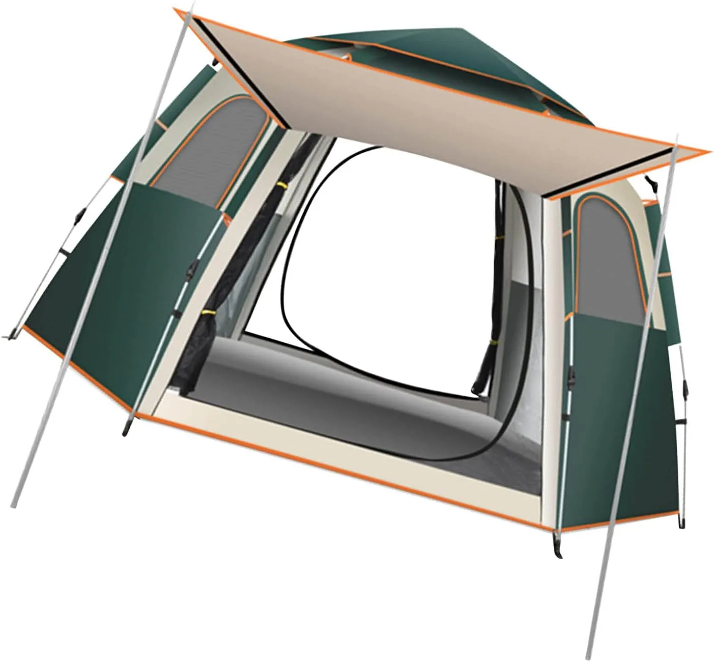 Camping Tent, Oxford Cloth Double Layer Tent Waterproof Sun Proof Large Space for Hiking