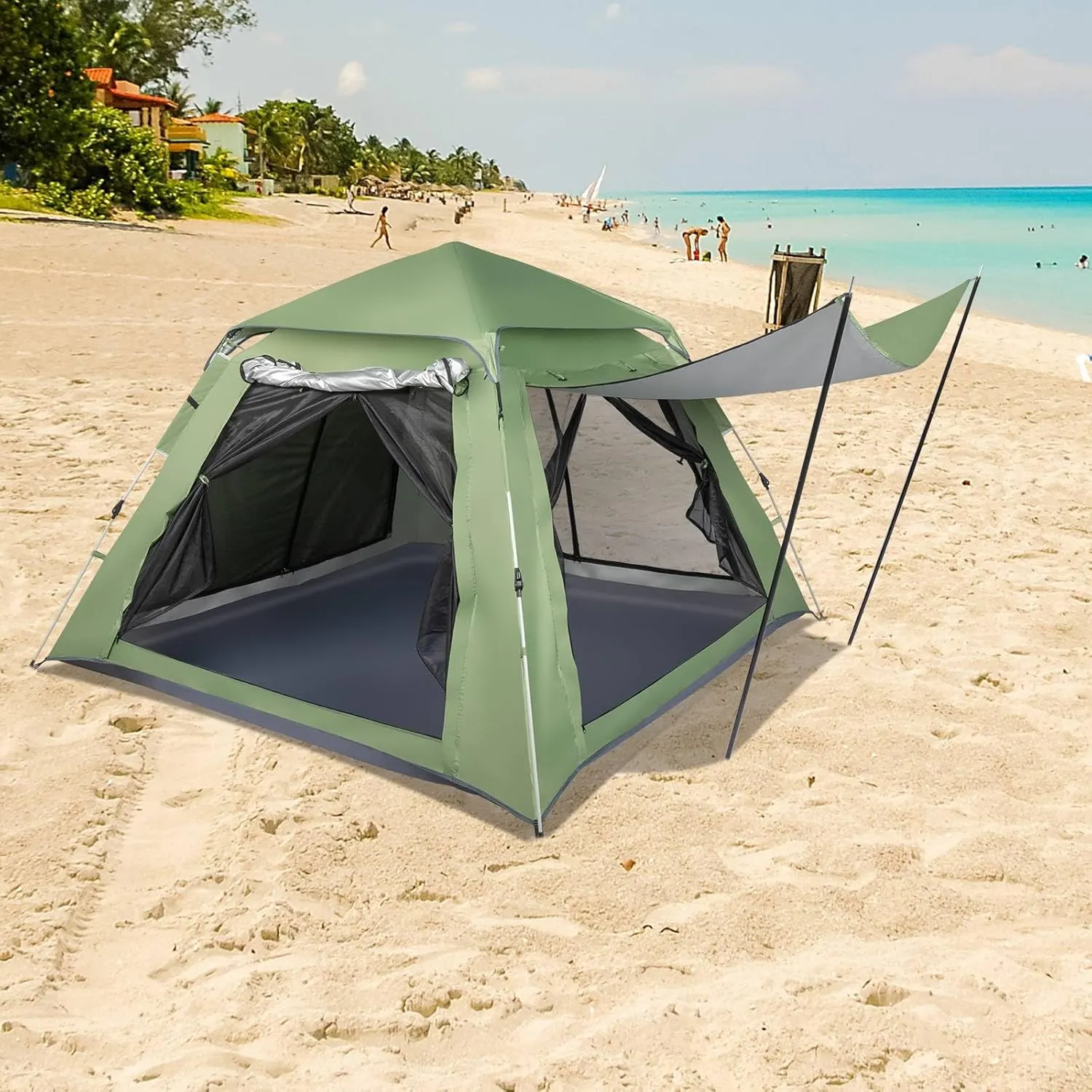 Camping Tent, Sturdy and Durable, Foldable Lightweight 4 Person Changing Tent, Waterproof Rain Shelter, Quick Setup, Portable Privacy Tents Ideal for Hiking, Travel & Outdoor Activities