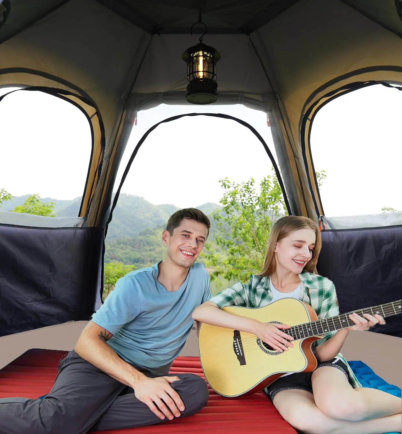 Camping Tent with Instant Setup, 2/3 Person Weatherproof Tent Easy Quick Set Up in 60 Seconds with Rainfly Backpack Tent for Family Camping & Hiking, Upgraded Ventilation,Center Height 66-inch