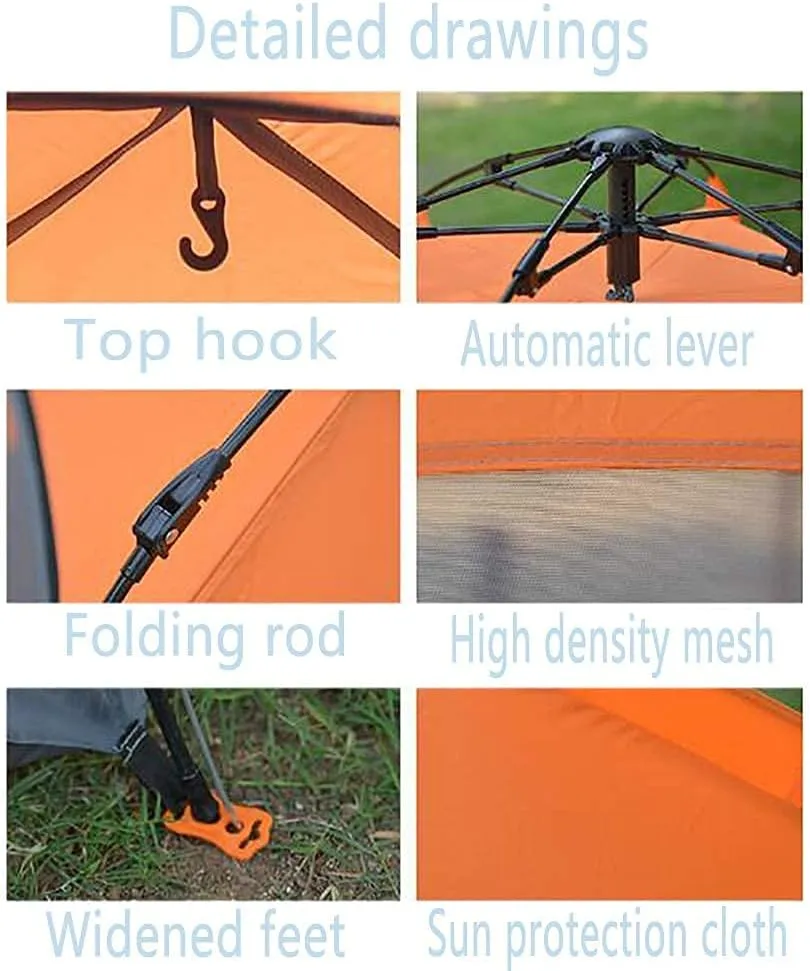 Camping Tent,Camping Waterproof Hiking Sun Shelter,Outdoor Double Layer Tent Easy Set Up 3-4 People Blue 95x53inch