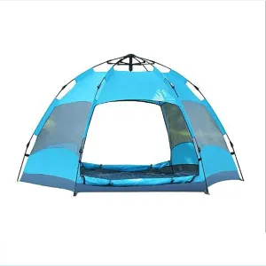Camping Tent,Camping Waterproof Hiking Sun Shelter,Outdoor Double Layer Tent Easy Set Up 3-4 People Blue 95x53inch