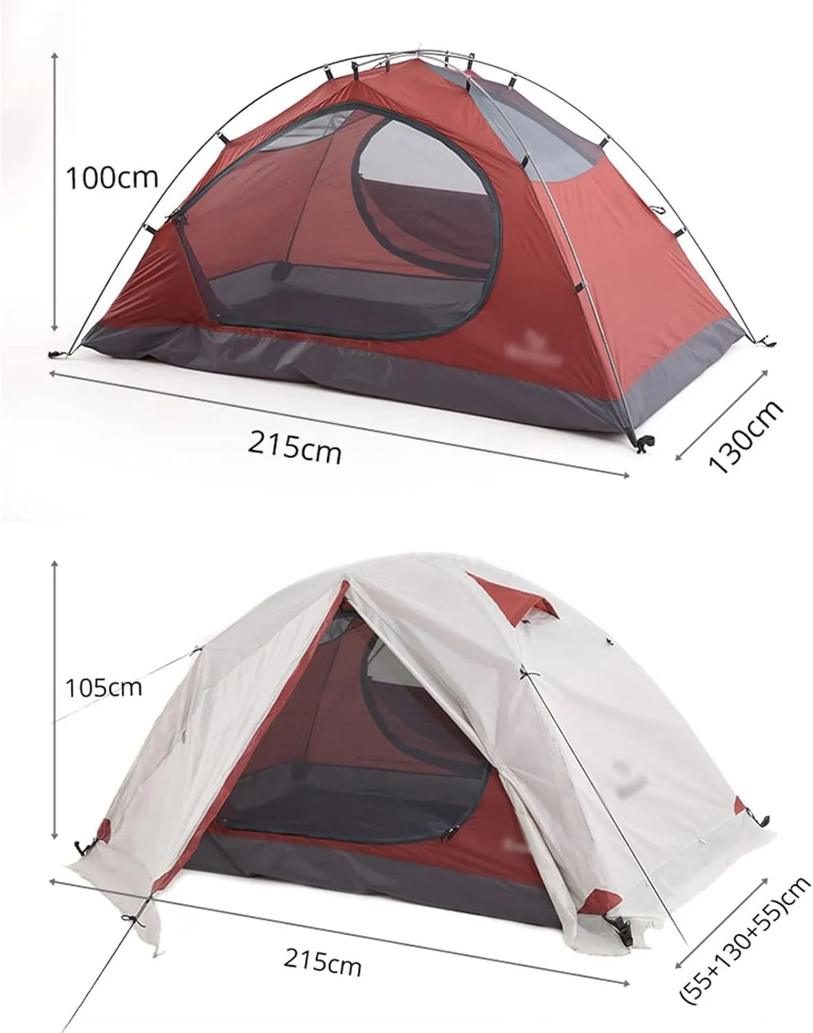 Camping Tents, 2 People Backpacking Tent Outdoor Camping 4 Season Winter Skirt Tent Double Layer Waterproof Hiking Survival (Color : Green, Size : 3 Season 2P)
