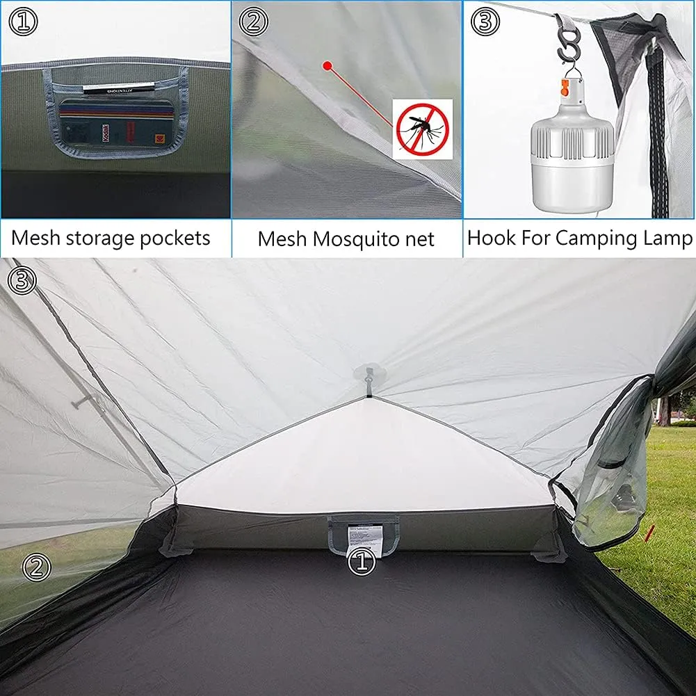 Camping Tent,Ultralight Outdoor Pyramid Tent Camping Teepee Tents, 1 Person/2 Person Backpack Waterproof Double Layer Tent Ideal for Camping, Backpack Hopeful