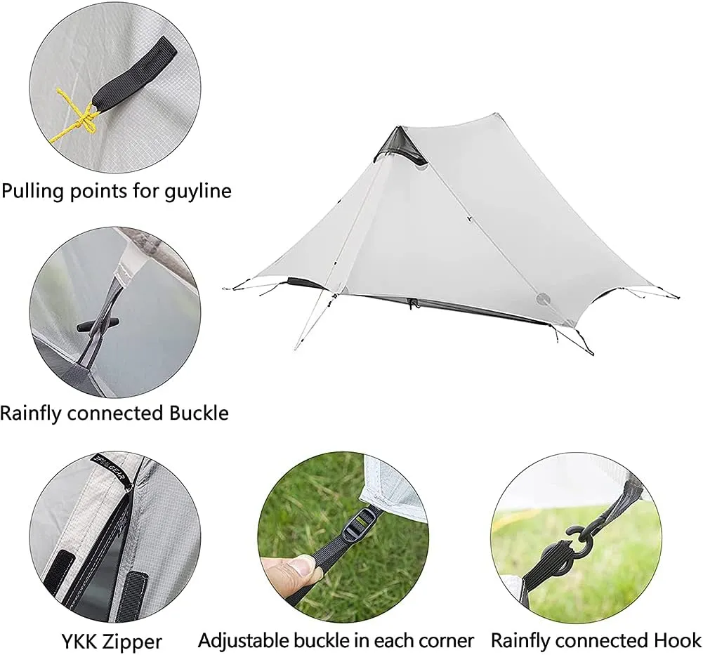 Camping Tent,Ultralight Outdoor Pyramid Tent Camping Teepee Tents, 1 Person/2 Person Backpack Waterproof Double Layer Tent Ideal for Camping, Backpack Hopeful