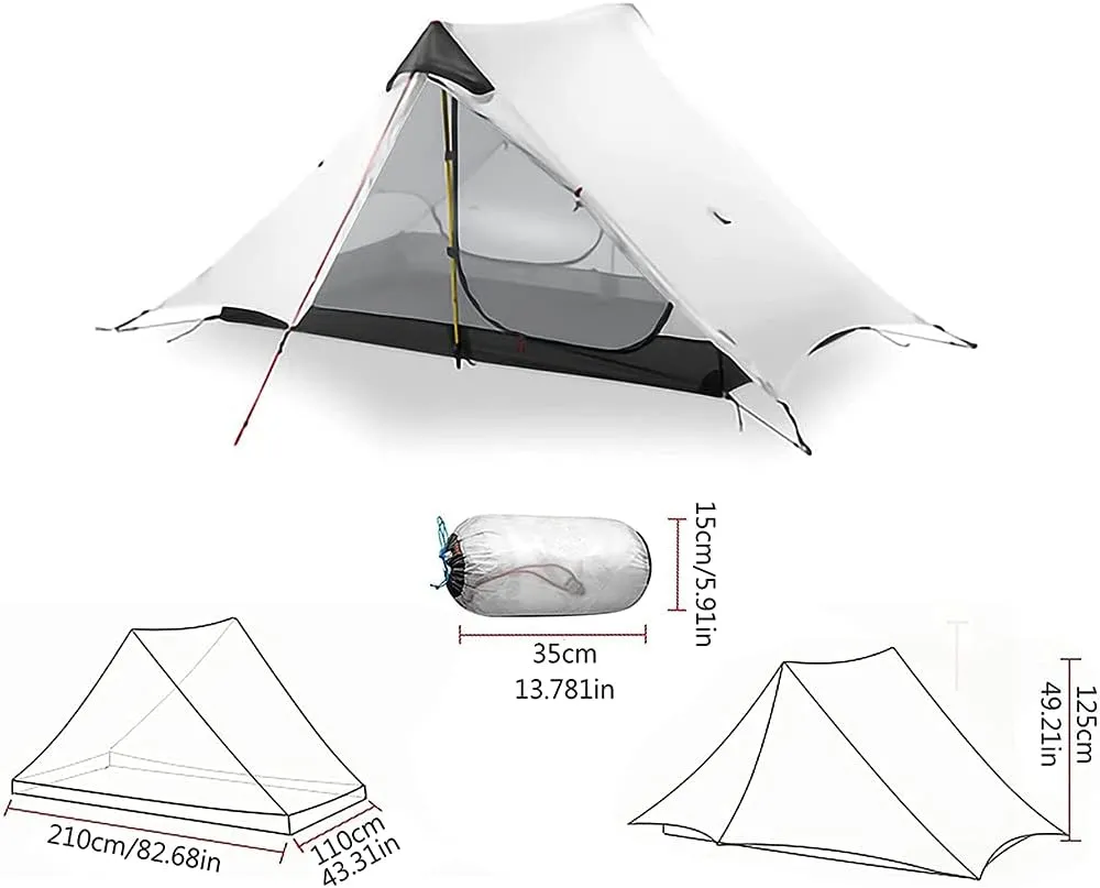 Camping Tent,Ultralight Outdoor Pyramid Tent Camping Teepee Tents, 1 Person/2 Person Backpack Waterproof Double Layer Tent Ideal for Camping, Backpack Hopeful