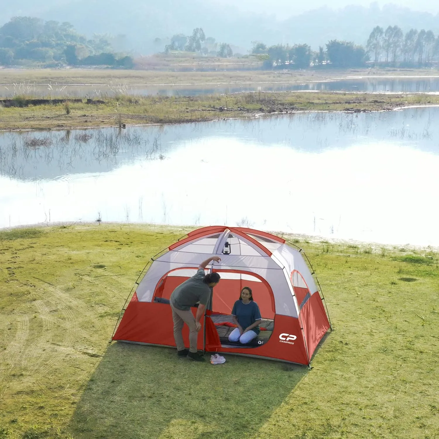 CAMPROS CP Tent 6/8 Person Camping Tents, Waterproof Windproof Family Tent with Top Rainfly, Large Mesh Windows, Double Layer, Easy Set Up, Portable with Carry Bag, for All Seasons