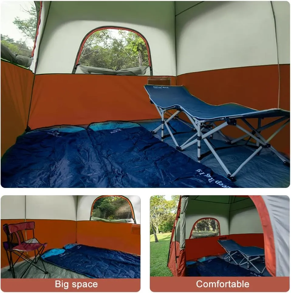 CAMPROS CP Tent 6/8 Person Camping Tents, Waterproof Windproof Family Tent with Top Rainfly, Large Mesh Windows, Double Layer, Easy Set Up, Portable with Carry Bag, for All Seasons