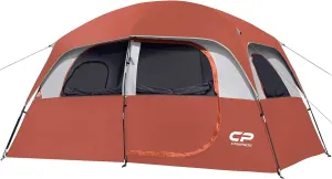 CAMPROS CP Tent 6/8 Person Camping Tents, Waterproof Windproof Family Tent with Top Rainfly, Large Mesh Windows, Double Layer, Easy Set Up, Portable with Carry Bag, for All Seasons