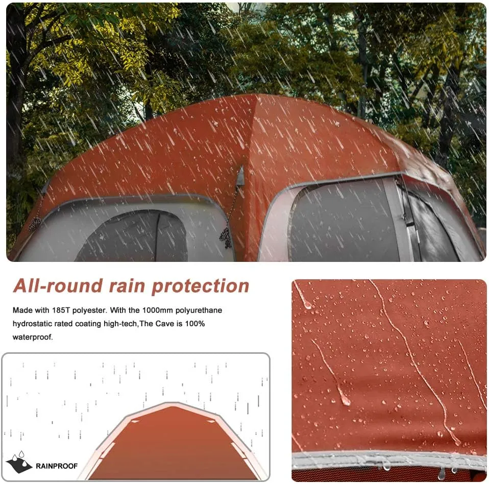 CAMPROS CP Tent 6/8 Person Camping Tents, Waterproof Windproof Family Tent with Top Rainfly, Large Mesh Windows, Double Layer, Easy Set Up, Portable with Carry Bag, for All Seasons