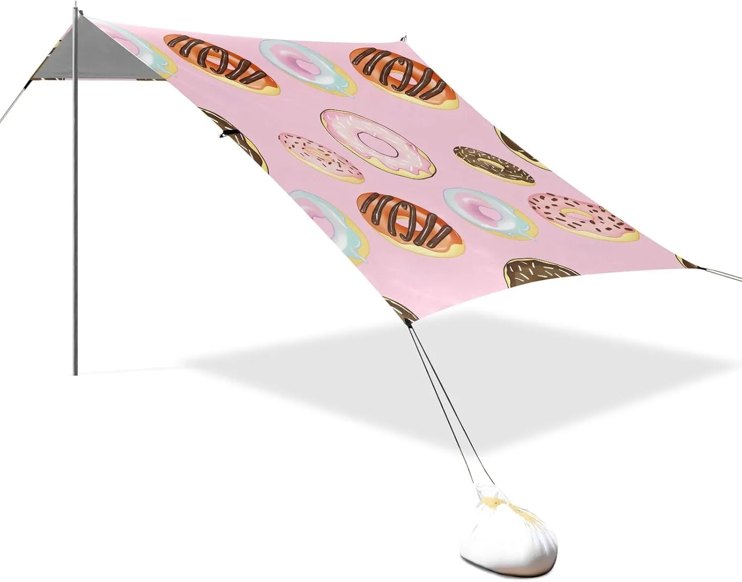 Canopy Beach Tent Colorful Donuts Pink Outdoor Sun Shade Patio 9.2 × 10.5 FT Large Sand Camping Sun Shelter Shelters with Poles Sand Anchor