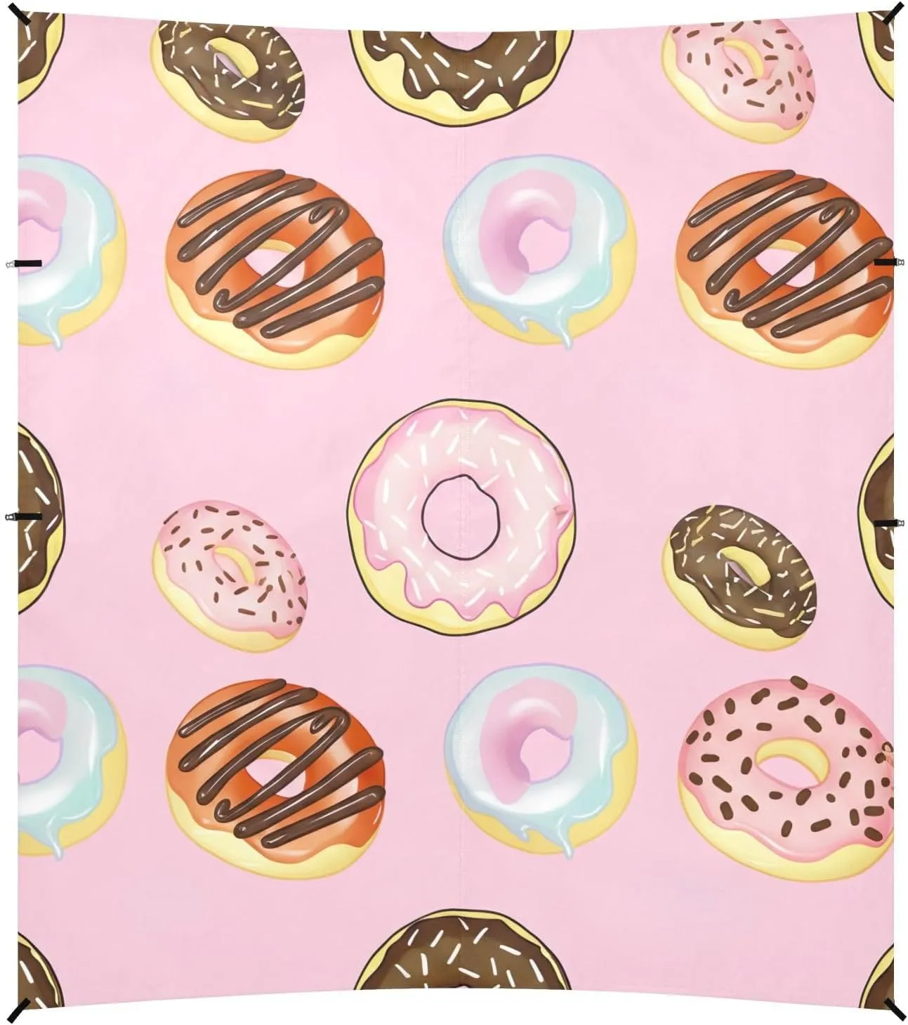 Canopy Beach Tent Colorful Donuts Pink Outdoor Sun Shade Patio 9.2 × 10.5 FT Large Sand Camping Sun Shelter Shelters with Poles Sand Anchor