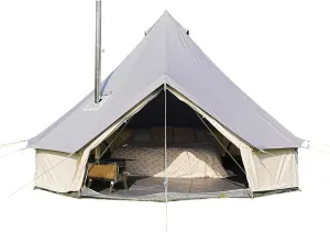 Canvas Tent Bell Tent,Yurt Tent with Stove Jack,4 Season Tent with Zipped Removable Floor,Family Camping Outdoor Hunting Party