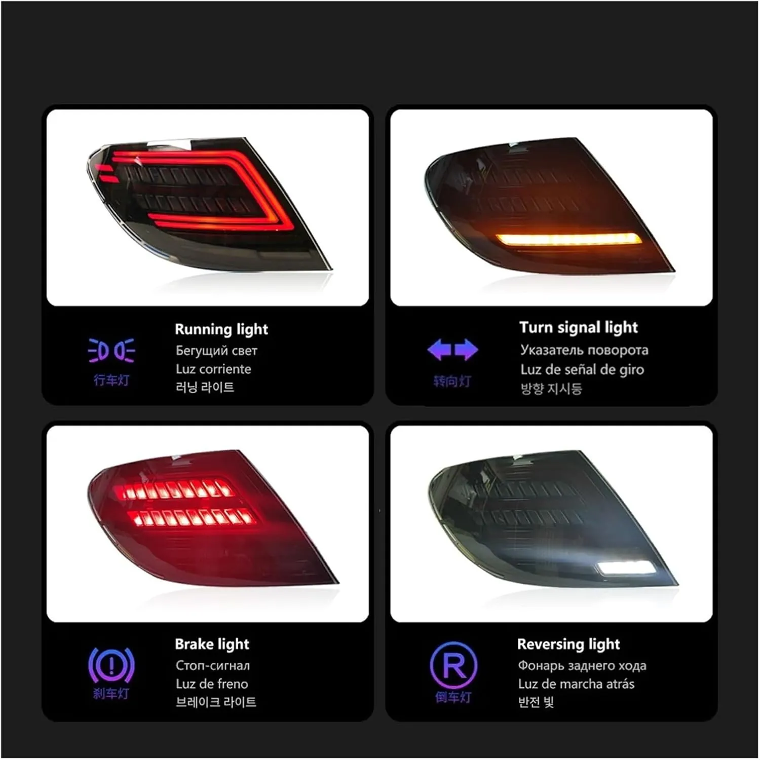 Car Accessories Tail Lamp Taillight ，Compatible With Mercedes Benz Rear Light Sequential Turn Signals(Black)