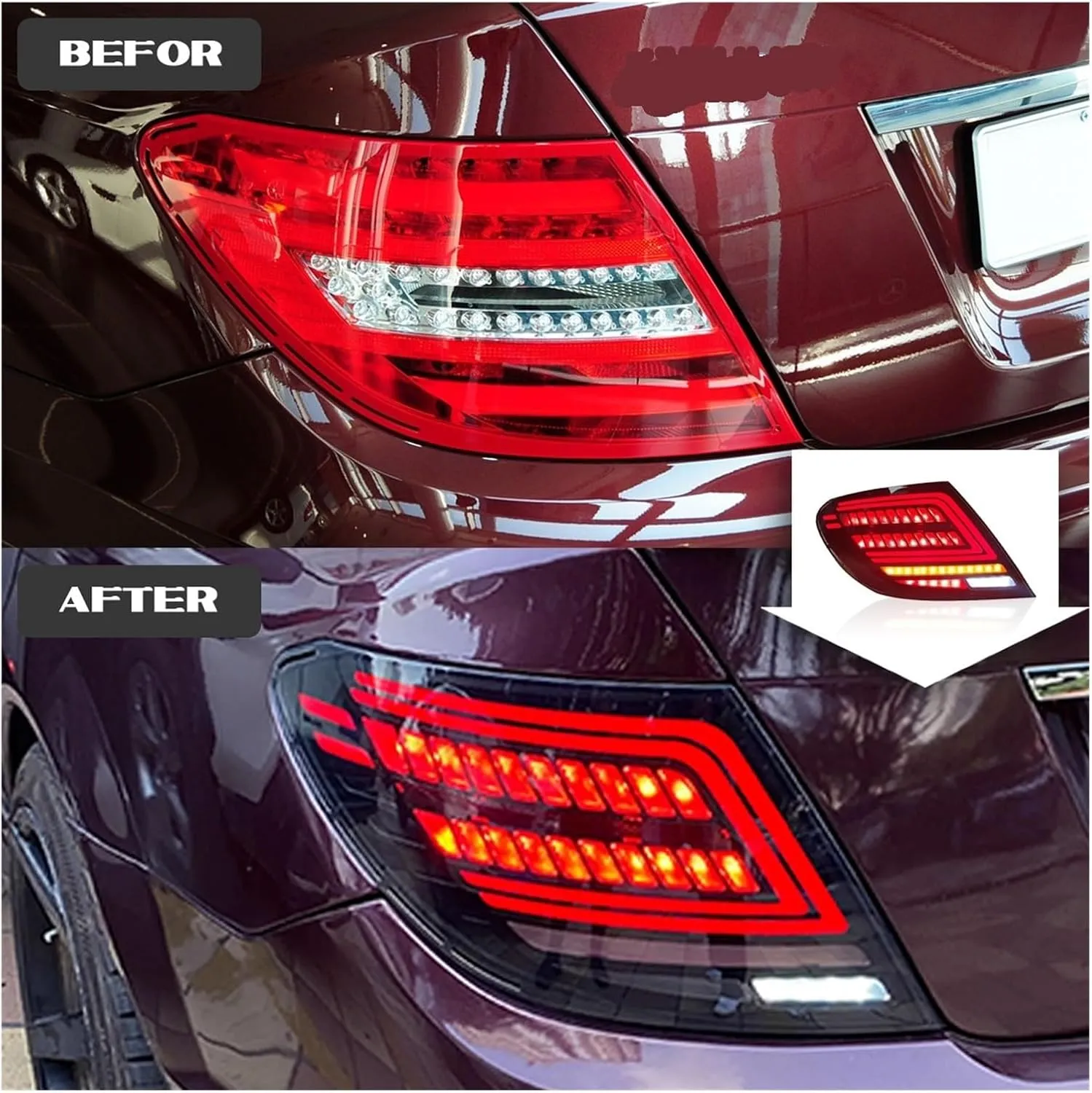 Car Accessories Tail Lamp Taillight ，Compatible With Mercedes Benz Rear Light Sequential Turn Signals(Black)