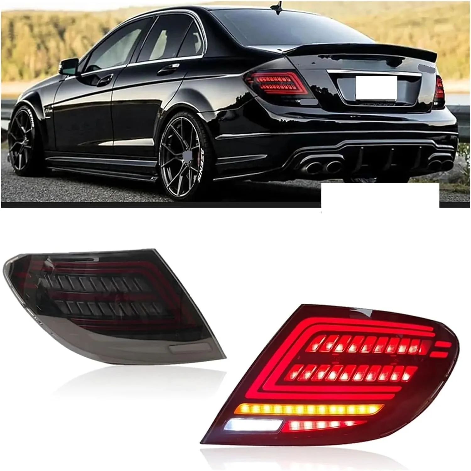 Car Accessories Tail Lamp Taillight ，Compatible With Mercedes Benz Rear Light Sequential Turn Signals(Black)
