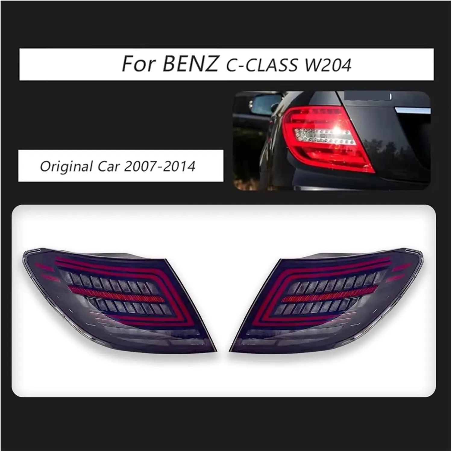 Car Accessories Tail Lamp Taillight ，Compatible With Mercedes Benz Rear Light Sequential Turn Signals(Black)