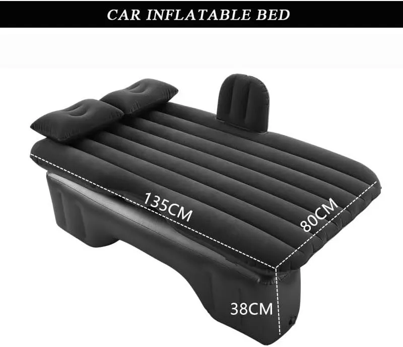 Car Air Mattress for Nissan Navara King Cab, Inflatable Back Seat Sleeping Pad with Pump & 2 Pillows, Folding Portable Camping Bed for Travel& Road Trips,Black