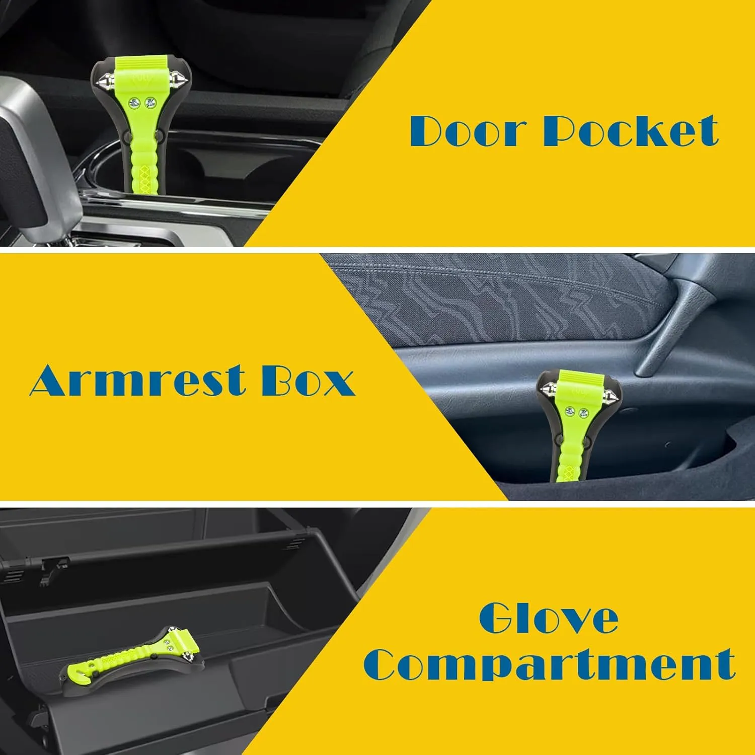 Car Safety Hammer Window Breaker, 2-in-1 Emergency Escape Tool with Seat Belt Cutter for Women, 8 Pack Fluorescent Green Safety Escape Hammer for Car, Family