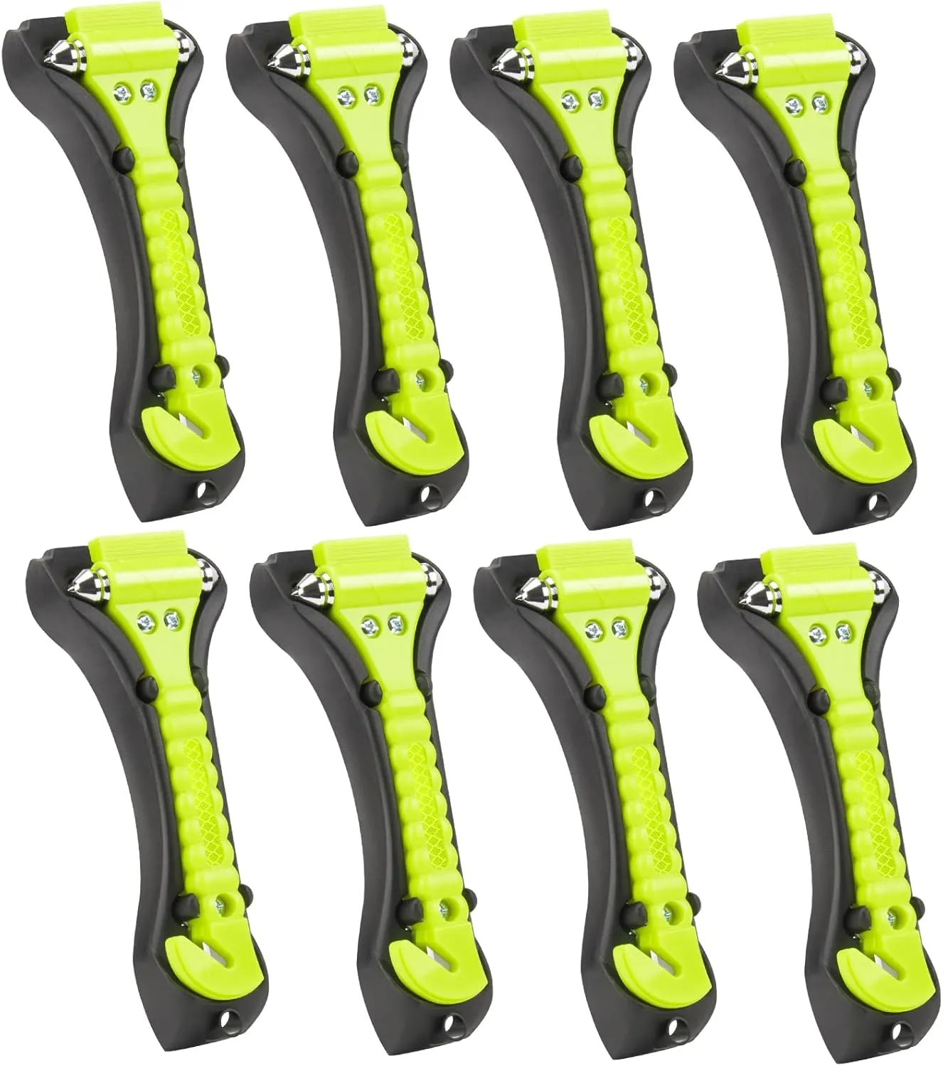 Car Safety Hammer Window Breaker, 2-in-1 Emergency Escape Tool with Seat Belt Cutter for Women, 8 Pack Fluorescent Green Safety Escape Hammer for Car, Family