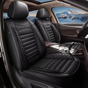 Car Seat Covers Fit for Hyundai Kona 2018-2025: Full Set 5 Seats Faux Leather Seat Cover Waterproof Seat Protectors Automotive Seat Cushion(Black)-2 Rows 5 Seats