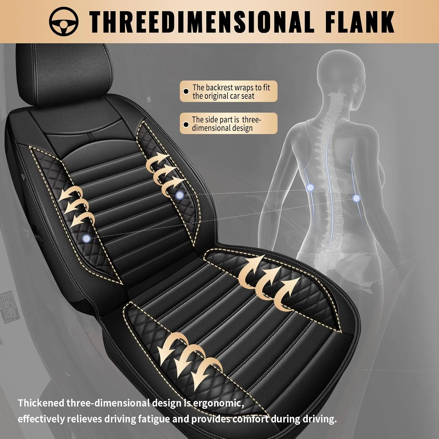 Car Seat Covers Fit for Hyundai Kona 2018-2025: Full Set 5 Seats Faux Leather Seat Cover Waterproof Seat Protectors Automotive Seat Cushion(Black)-2 Rows 5 Seats