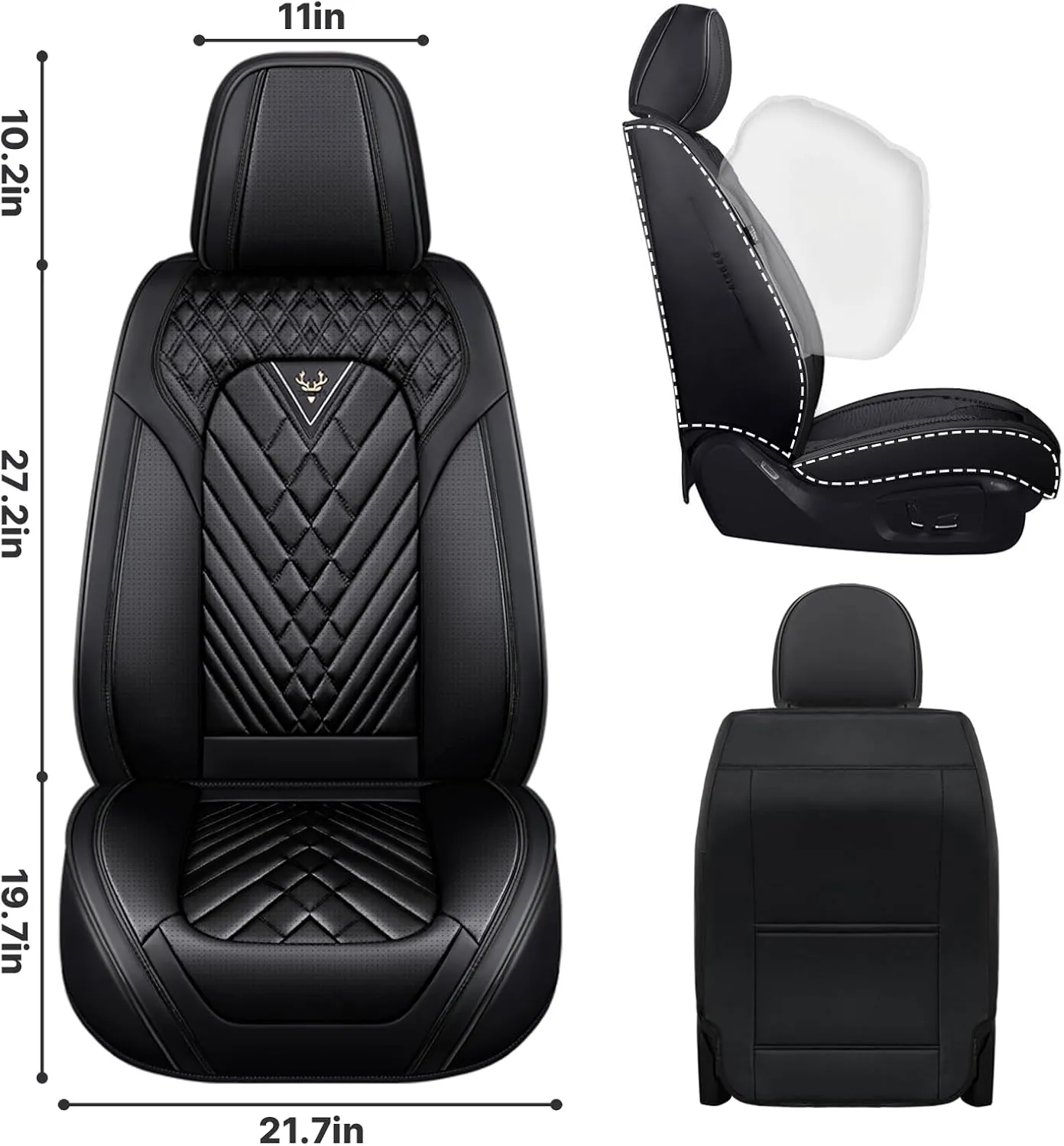 Car Seat Covers Fit for Lexus is 250 2006-2015,Waterproof Wear-Resistant Premium Leather Seat Covers Breathable Seat Protector Coverage Automotive Seats Cushions (Front,Black)