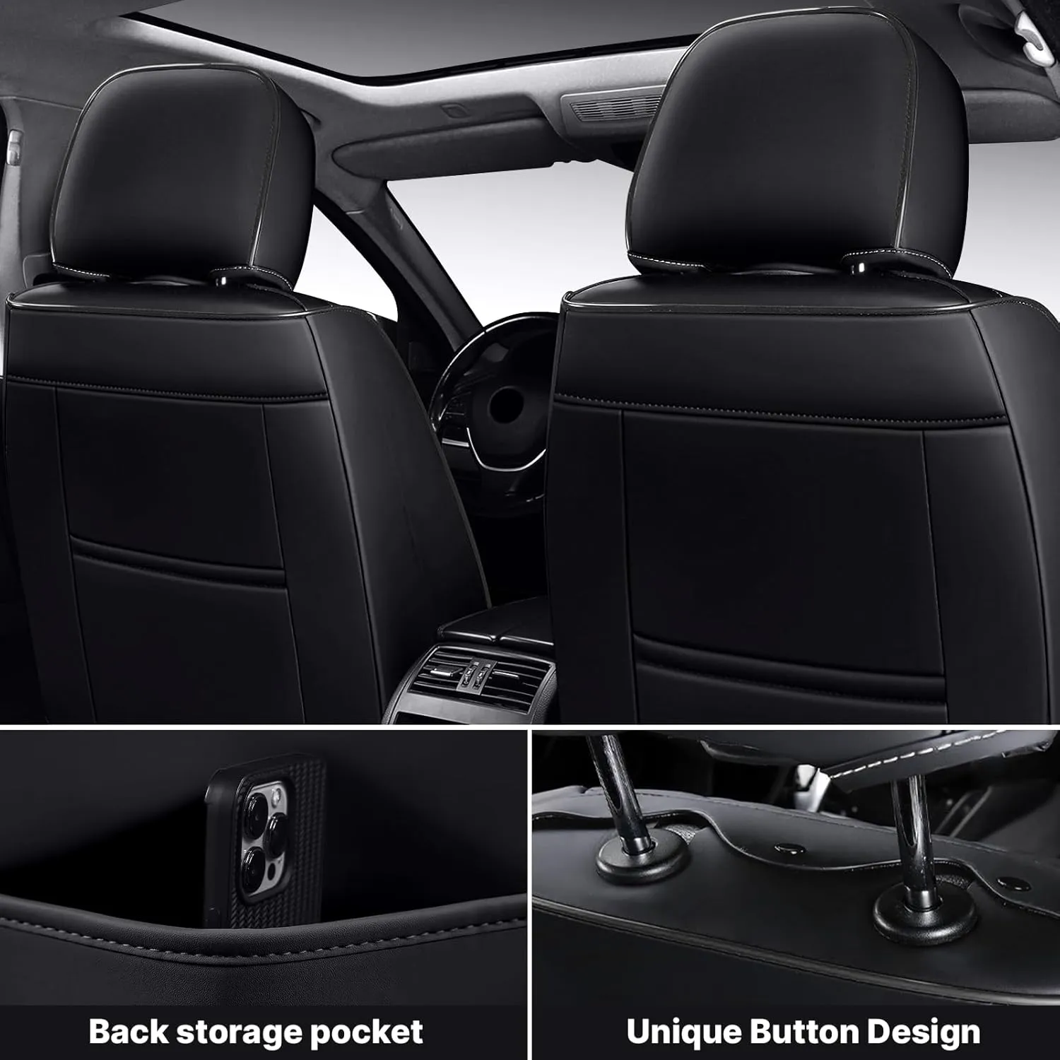 Car Seat Covers Fit for Lexus is 250 2006-2015,Waterproof Wear-Resistant Premium Leather Seat Covers Breathable Seat Protector Coverage Automotive Seats Cushions (Front,Black)