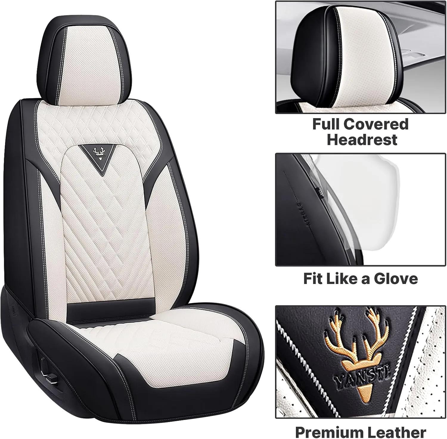 Car Seat Covers Fit for Lexus is 250 2006-2015,Waterproof Wear-Resistant Premium Leather Seat Covers Breathable Seat Protector Coverage Automotive Seats Cushions (Front,Creamy White)