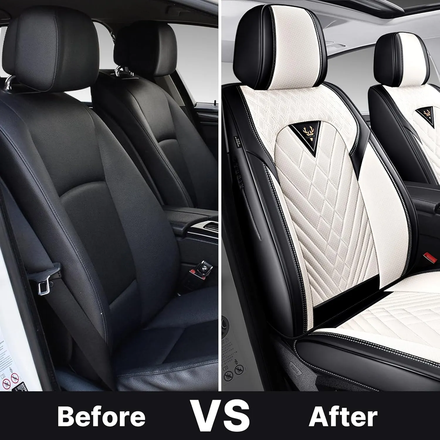 Car Seat Covers Fit for Lexus is 250 2006-2015,Waterproof Wear-Resistant Premium Leather Seat Covers Breathable Seat Protector Coverage Automotive Seats Cushions (Front,Creamy White)