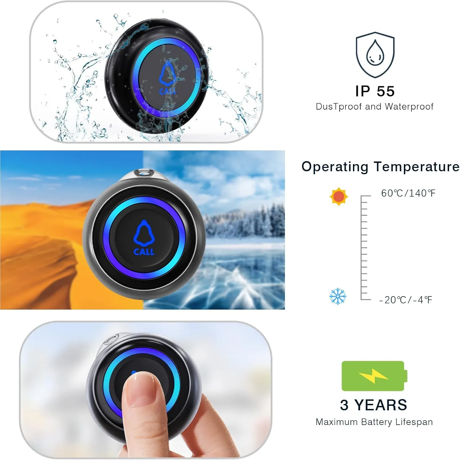 Caregiver Pager, Wireless Call Button for Seniors/Elderly at Home, 1 SOS Button   1 Receiver Medical Life Alert System, Emergency Panic Call Bell, Help Alarm for Nurse Calling & Patient Assistance