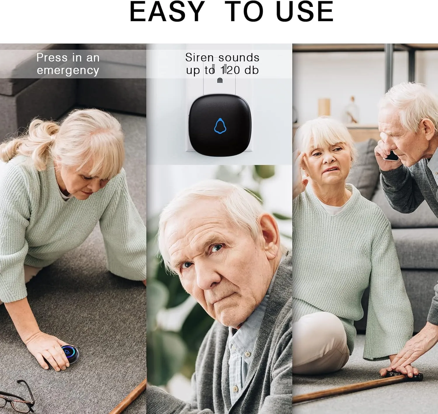 Caregiver Pager, Wireless Call Button for Seniors/Elderly at Home, 1 SOS Button   1 Receiver Medical Life Alert System, Emergency Panic Call Bell, Help Alarm for Nurse Calling & Patient Assistance