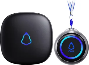 Caregiver Pager, Wireless Call Button for Seniors/Elderly at Home, 1 SOS Button   1 Receiver Medical Life Alert System, Emergency Panic Call Bell, Help Alarm for Nurse Calling & Patient Assistance