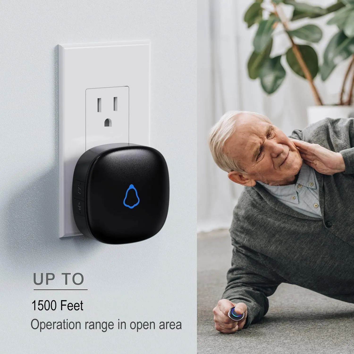 Caregiver Pager, Wireless Call Button for Seniors/Elderly at Home, 1 SOS Button   1 Receiver Medical Life Alert System, Emergency Panic Call Bell, Help Alarm for Nurse Calling & Patient Assistance