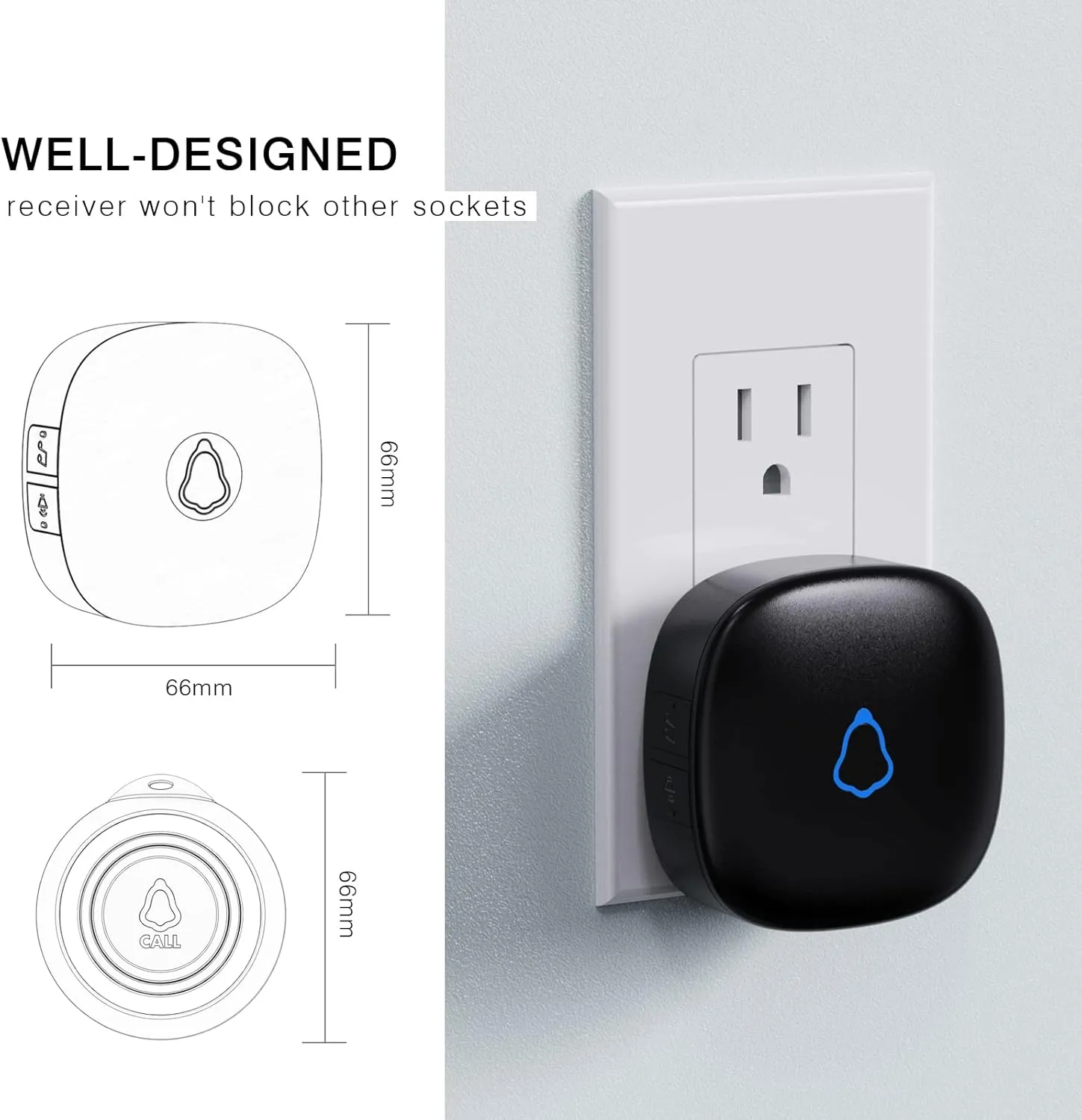 Caregiver Pager, Wireless Call Button for Seniors/Elderly at Home, 1 SOS Button   1 Receiver Medical Life Alert System, Emergency Panic Call Bell, Help Alarm for Nurse Calling & Patient Assistance